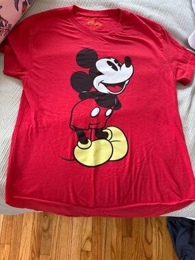 Disney Red Short Sleeve Mickey Mouse Graphic Tee
